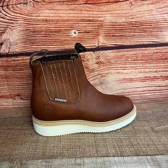 Mens LEATHER Light Weight Ankle Half CHELSEA  Work Boot Round Toe BOTIN TRABAJO - Picture 6 of 8